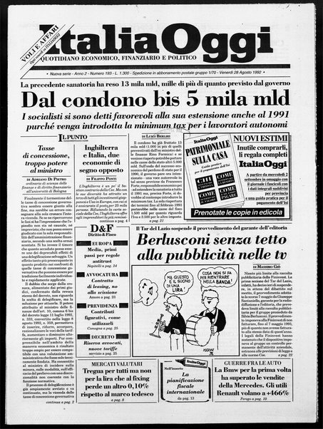 Italia oggi : quotidiano di economia finanza e politica